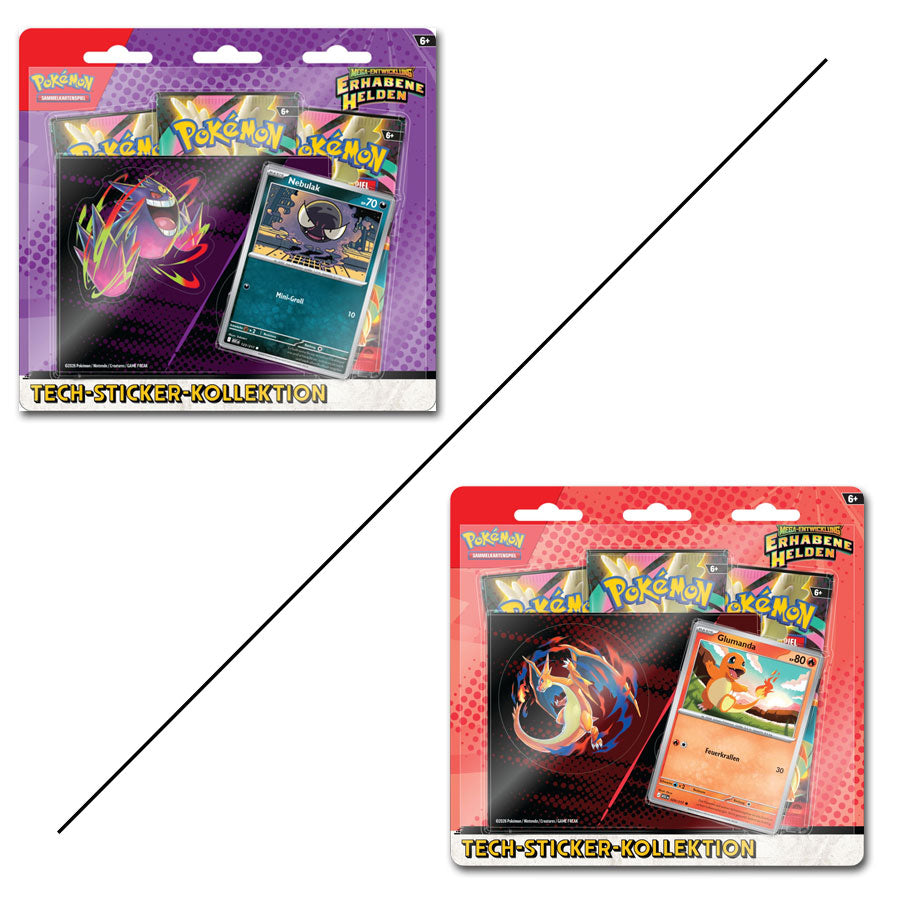 Pokémon Mega Entwicklung Tech-Sticker Blister Erhabene Helden (Glumanda | Nebulak)